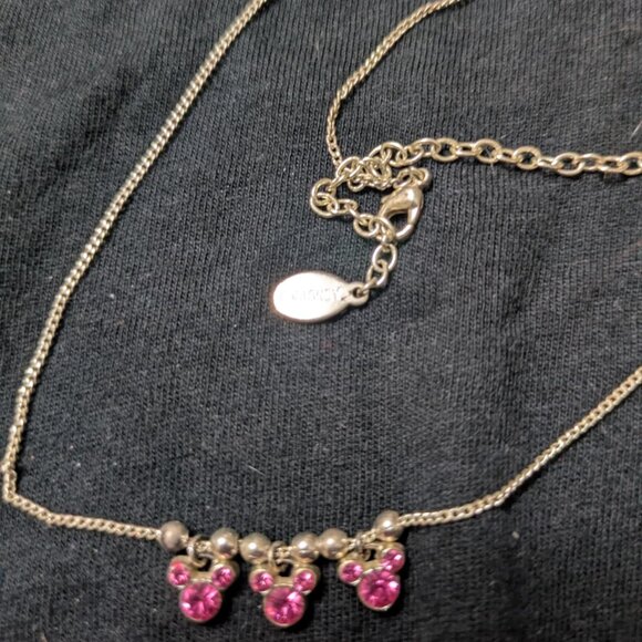 Disney Necklace - Triple Crystal Mickey Mouse Icon - Pink - Picture 2 of 3